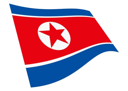 A North Korea waving flag graphic isolated on white with clipping path 3d illustration