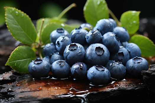 Blueberries in the forest. Generative AI