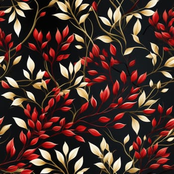 Watercolor seamless pattern with twigs and leaves. Botanical pattern for fabrics. Generative AI