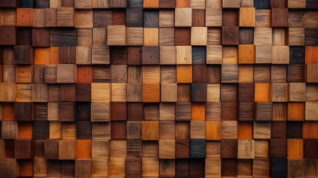 Abstract block stack wooden 3d cubes, rustic wood texture for backdrop. Generative AI