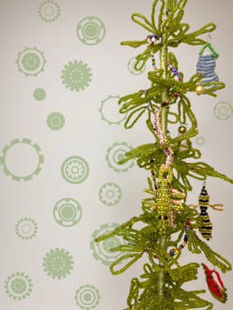 photo of a Christmas tree made with your own hands from beads