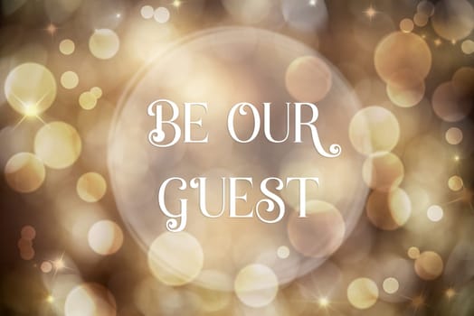 Golden Christmas Background, Festive, Blurry Bokeh Holiday Background With Text Be Our Guest