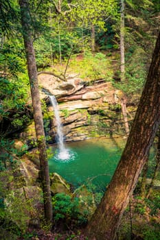 Top view of Flat Lick Falls in Jackson County of Kentucky
