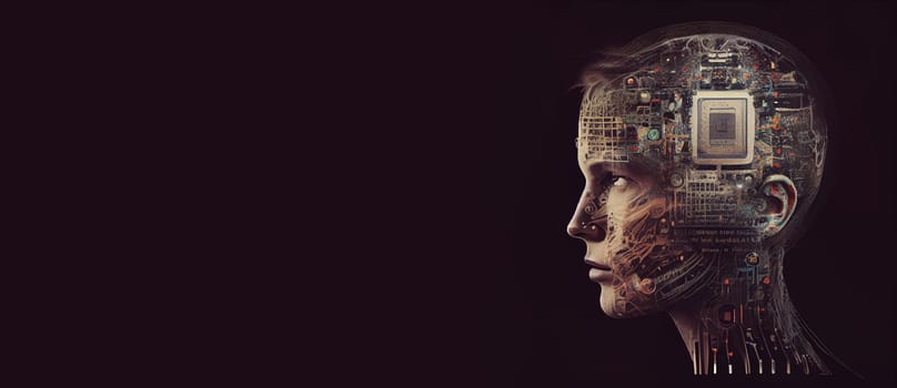 Cyborg woman, artificial intelligence robot, futuristic technology, humanoid science, generative AI