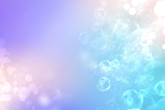 Abstract blurred fresh vivid spring summer light delicate pastel blue turquoise pink bokeh background texture with bright circular soft color lights. Card concept. Beautiful backdrop illustration.
