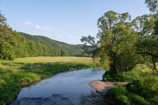 The Eder - A river in Germany in a green landscape