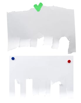 White sheet with tear-off edges for writing an ad on a white background
