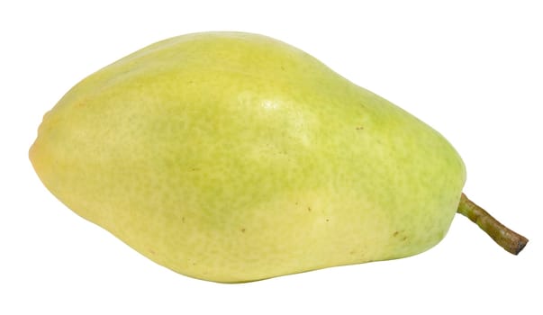 Ripe yellow pear isolated on white background, autumn harvest, close up
