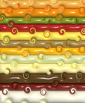 Abstract inflated swirling lines, 3D rendering illustration