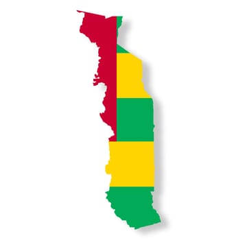 A Togo flag map on white background with clipping path 3d illustration