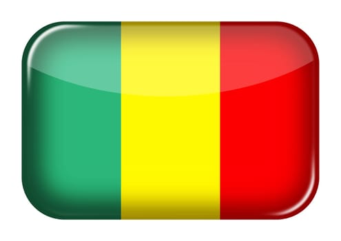 A Mali web icon rectangle button with clipping path 3d illustration