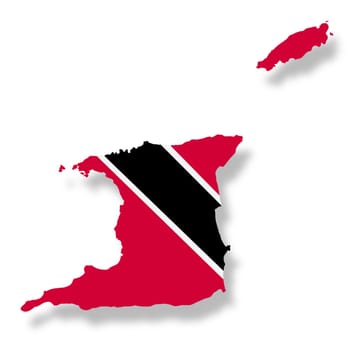 A Trinidad and Tobago flag map on white background with clipping path 3d illustration