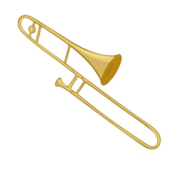 Hand drawn Gold trombone vector on white background