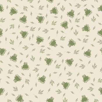 Hand-drawn seamless patterns with leaves and combs for hair from the leaves