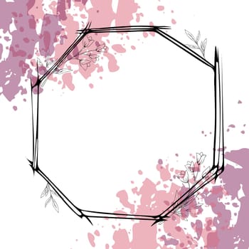 Abstract background.Luxury minimal style wallpaper with line art flower and botanical leaves,Organic splashes
