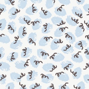 Vector multicolor seamless pattern from blue and brown blots.Free form abstract spots.Design for textile,wrapping paper