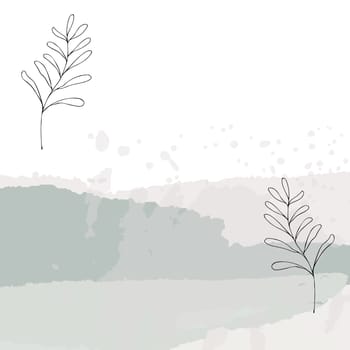 Abstract background.Luxury minimal style wallpaper with line art flower and botanical leaves,Organic splashes