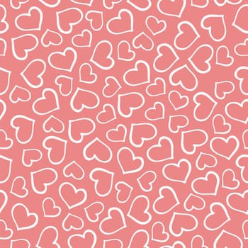 Repeated hearts drawn by hand. Cute seamless pattern. Endless romantic print. Vector illustration