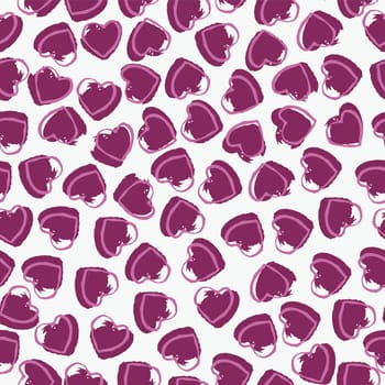 Repeated hearts drawn by hand. Cute seamless pattern. Endless romantic print. Vector illustration
