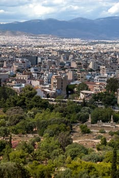 Panoramic view of the city of Athens, Greece