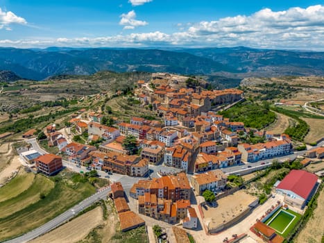 Aerial panoramic view of Culla in Castellon listed as beautiful villages of Spain