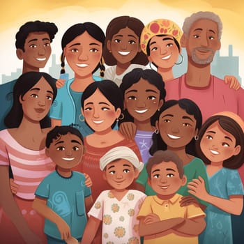 Celebrate the International Day of Families with this playful cartoon image! This lively image features cartoon characters from different cultures and backgrounds coming together to celebrate family and love.