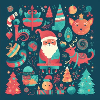 Get in the holiday spirit with this festive cartoon image! This merry image symbolism of Christmas, with traditional decorations and symbols of joy and goodwill.