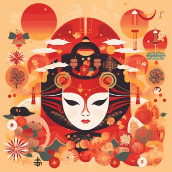 Celebrate the Japanese holiday of Gion Matsuri with this image that captures the spirit of the occasion. The image features elements of traditional Japanese culture, including images of traditional Japanese floats or lanterns, the beckoning cat, the daruma doll, cherry blossoms, and samurai swords. The bright, vivid color palette of red and gold evokes a sense of energy and excitement. The image also incorporates images of people engaging in traditional practices like the procession of the mikoshi or the ritual of the yamaboko junko, as well as symbols of Japanese history and folklore. By celebrating the rich traditions and cultural heritage of Japan, this image encourages people to embrace their cultural identity and to connect with others through shared cultural experiences.