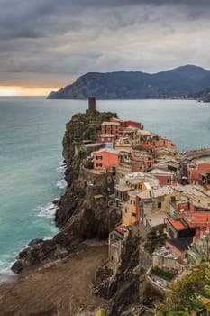 Vernazza fishermen village in Cinque Terre, unesco world heritage in Italy