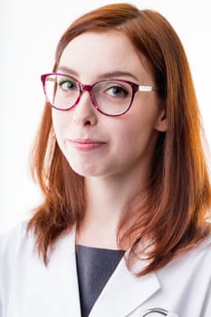 doctor woman looking you patient with some little sweet scold because you didn't listen often enough