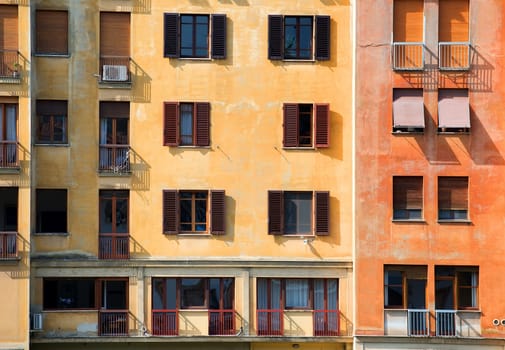 Old colored house in Florence at sunny day
