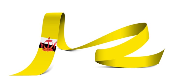 3D illustration. Flag of Brunei on a fabric ribbon background.
