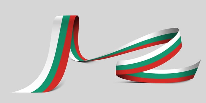 3D illustration. Flag of Bulgaria on a fabric ribbon background.