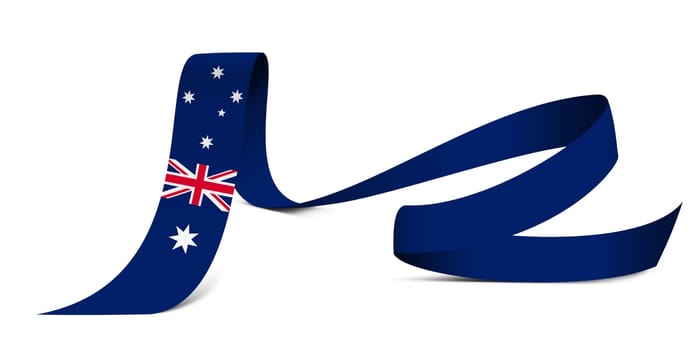 3D illustration. Flag of Australia on a fabric ribbon background.