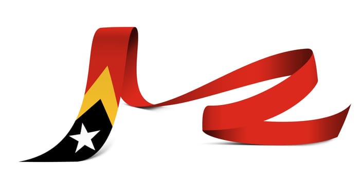 3D illustration. Flag of East Timor on a fabric ribbon background.
