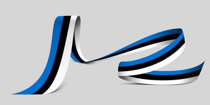 3D illustration. Flag of Estonia on a fabric ribbon background.