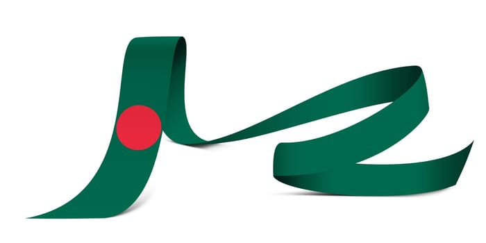 3D illustration. Flag of Bangladesh on a fabric ribbon background.