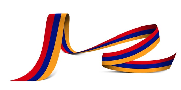 3D illustration. Flag of Armenia on a fabric ribbon background.