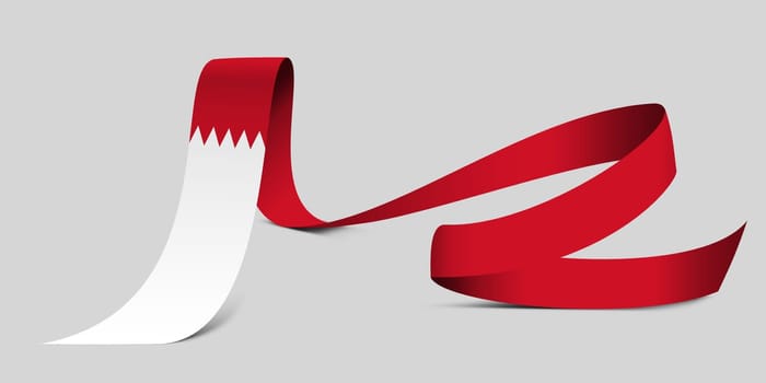 3D illustration. Flag of Bahrain on a fabric ribbon background.