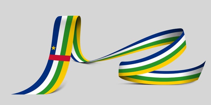 3D illustration. Flag of Central African Republic on a fabric ribbon background.