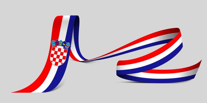 3D illustration. Flag of Croatia on a fabric ribbon background.