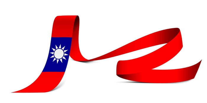 3D illustration. Flag of Republic of China on a fabric ribbon background.