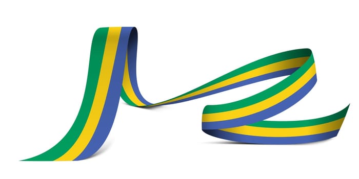 3D illustration. Flag of Gabon on a fabric ribbon background.