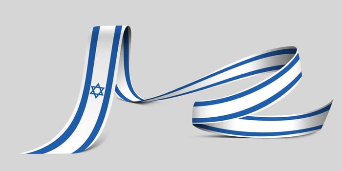 3D illustration. Flag of Israel on a fabric ribbon background.