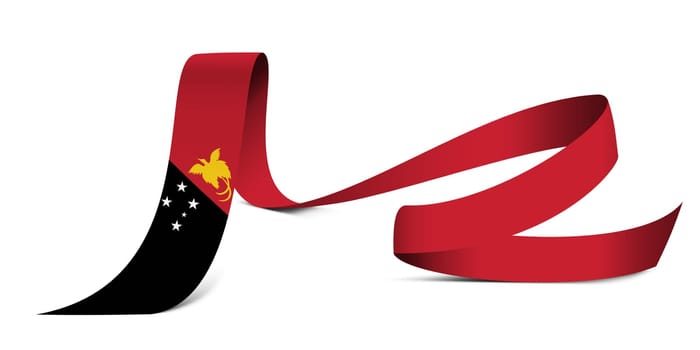 3D illustration. Flag of Papua New Guinea on a fabric ribbon background.