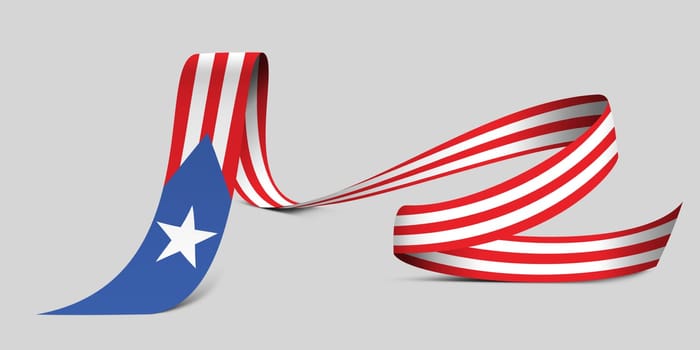 3D illustration. Flag of Puerto Rico on a fabric ribbon background.