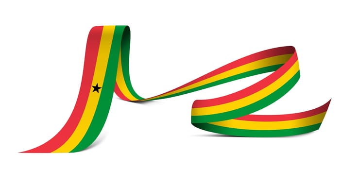 3D illustration. Flag of Ghana on a fabric ribbon background.