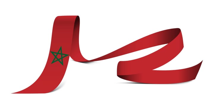 3D illustration. Flag of Morocco on a fabric ribbon background.