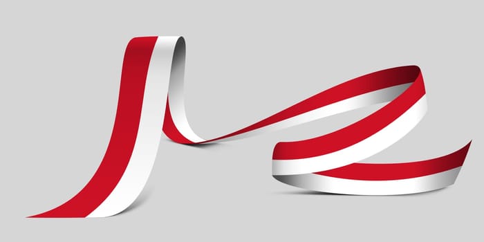 3D illustration. Flag of Monaco on a fabric ribbon background.