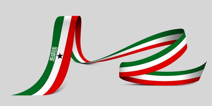 3D illustration. Flag of Somaliland on a fabric ribbon background.